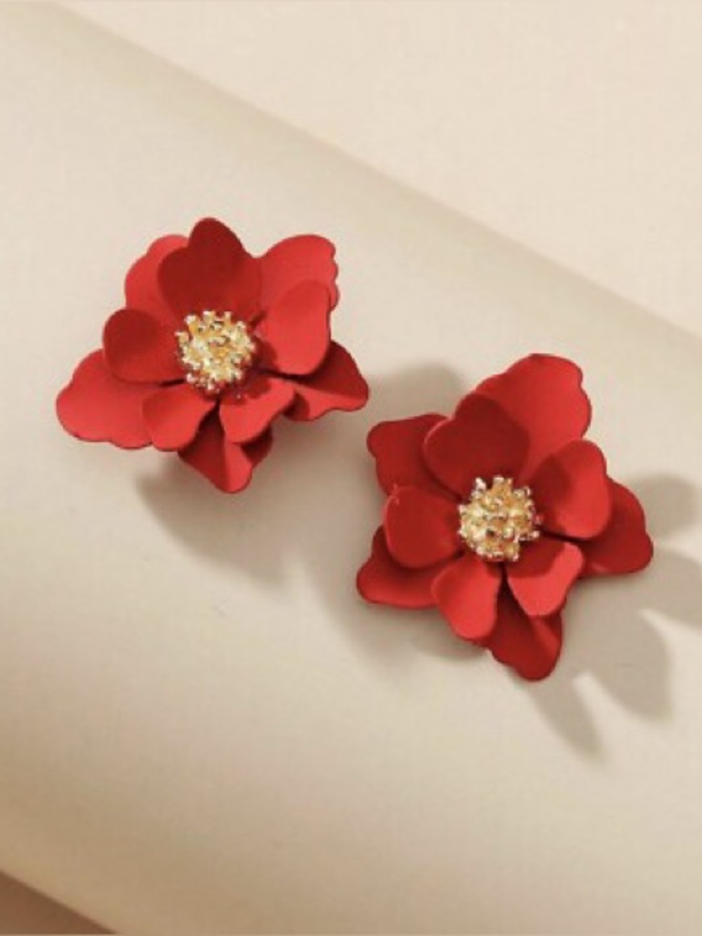 ANTHROPOLOGIE 3D BRIGITTE FLORAL POST STUD EARRINGS MATTE FINISH
